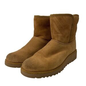 UGG Size 6 Kristen Cherokee Tan Water Resistant Wedge Short Boots Comfort Boho